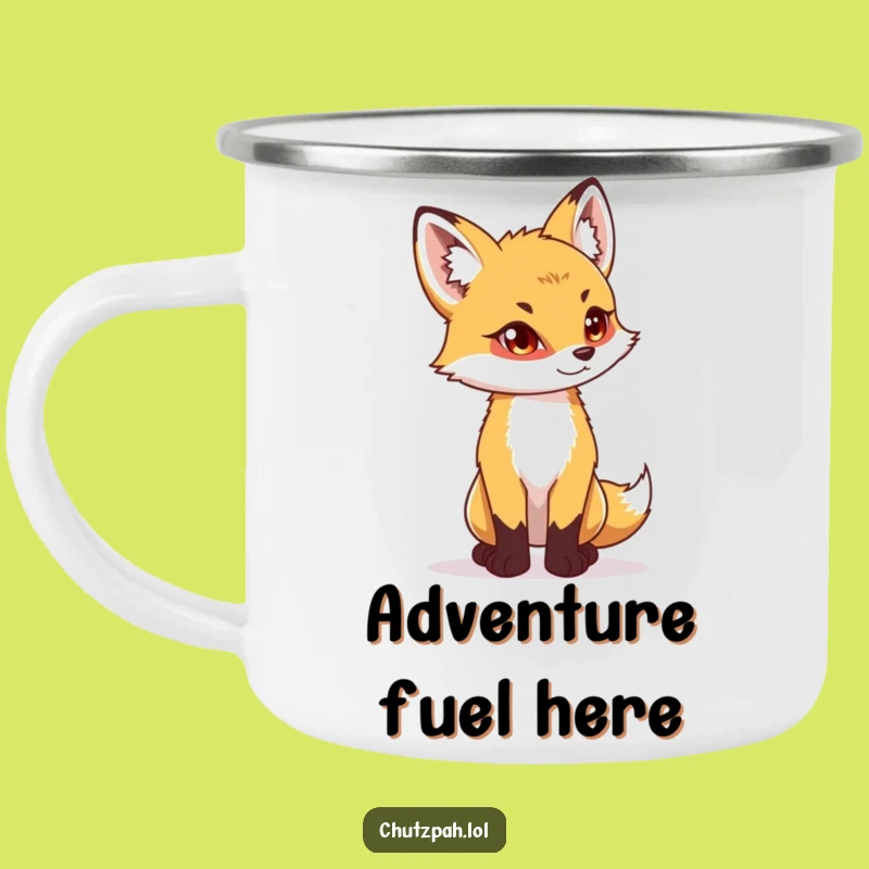Funny Fox Cub Determination Camping Mug - Playful Durable Cup, Perfect Humorous Gift