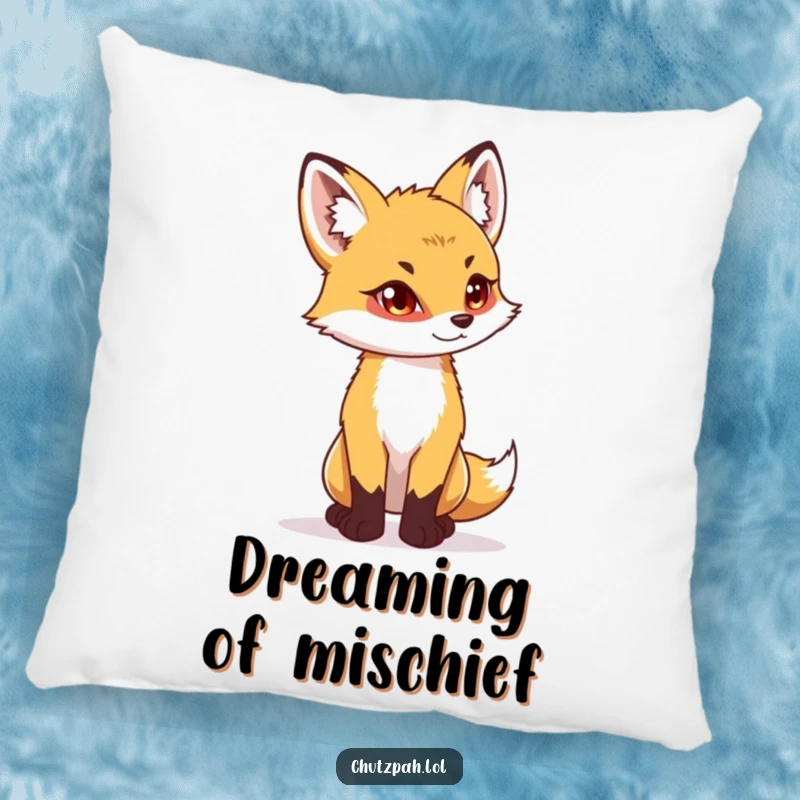 Soft pillow featuring a funny playful fox cub standing tall with a determined glint.