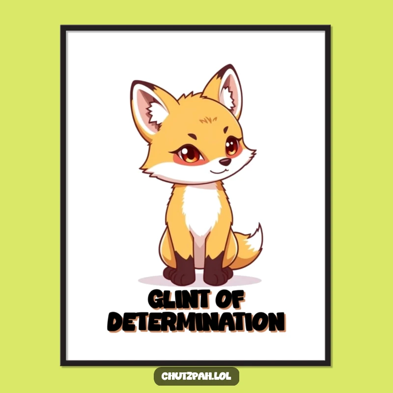 Funny Fox Cub Determination Digital Art - Playful Wall Decor, Perfect Gift