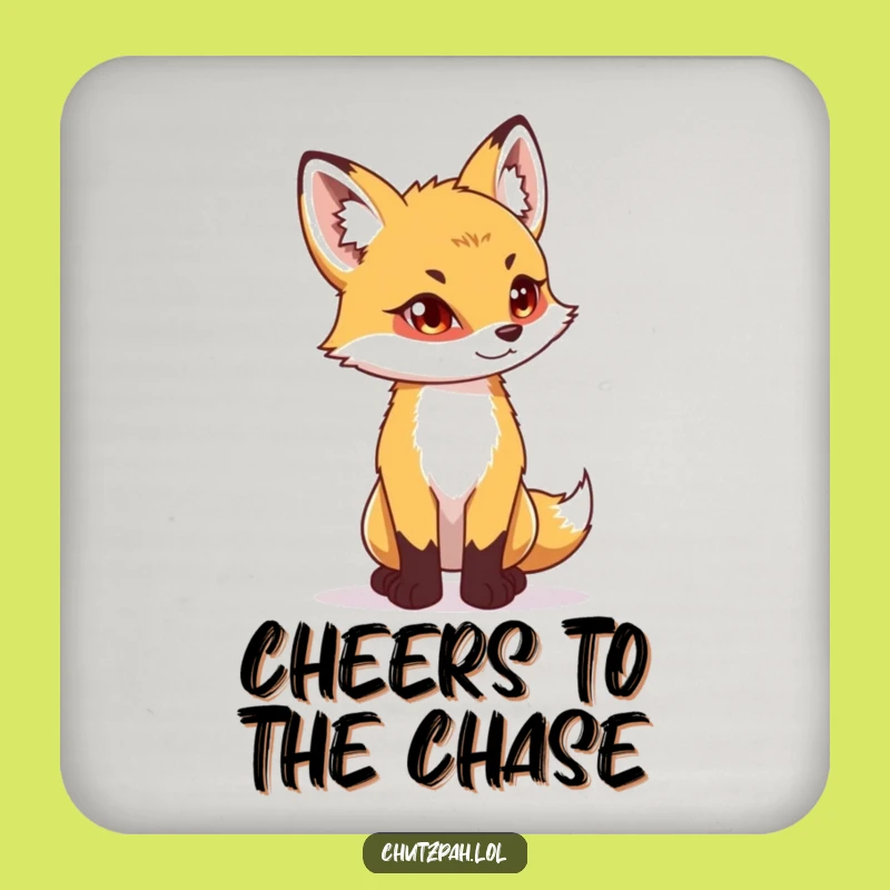 Funny Fox Cub Determination Coaster - Playful Drink Protector, Perfect Humorous Gift