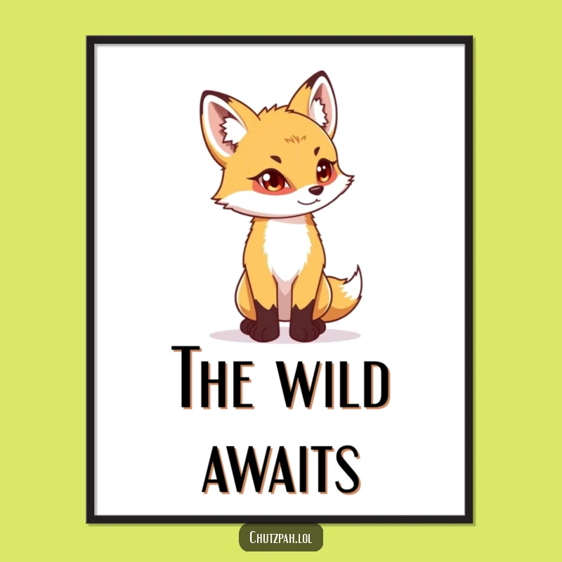 Funny Fox Cub Determination Poster - Playful Wall Art, Perfect Humorous Gift