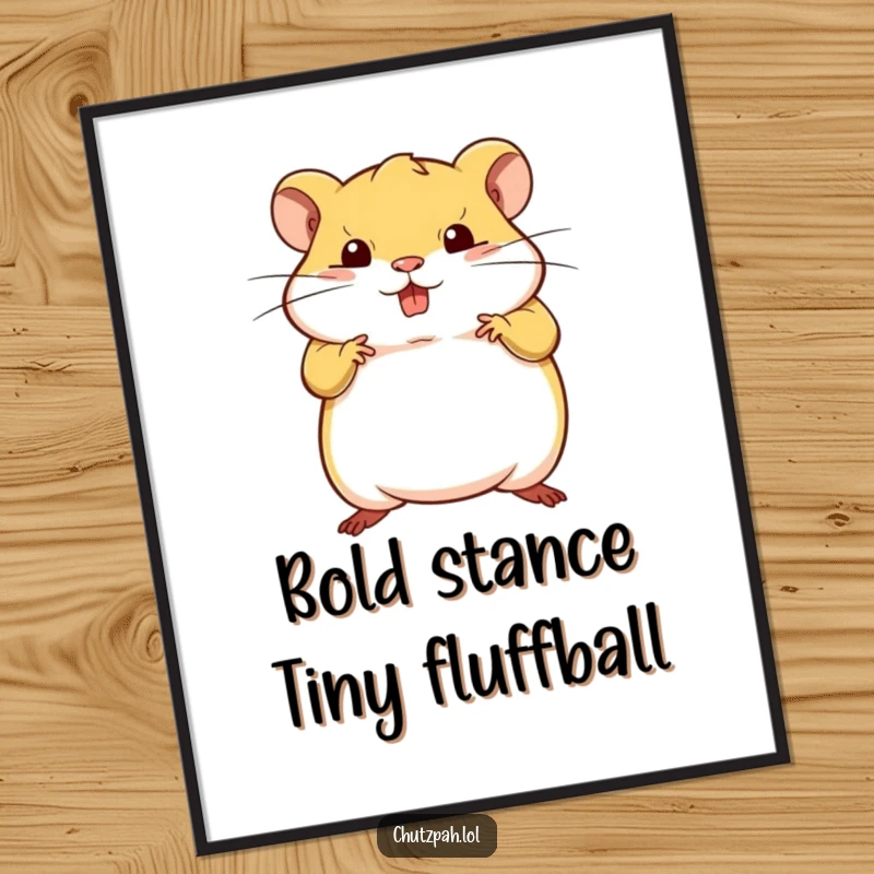 Funny Free Printable Hamster Wall Art: Tiny plump hamster strikes a bold, defiant pose, ready to inspire and amuse.