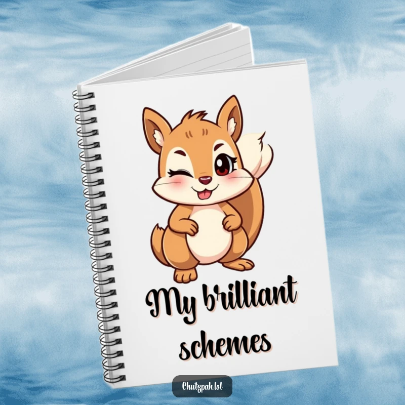 Funny mischievous squirrel winking and standing its ground firmly, featured on a cute notebook.